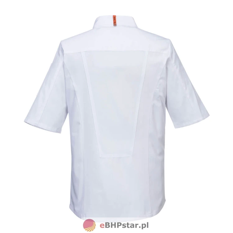 C746 Elastyczna bluza szefa kuchni Mesh Air Pro z krótkimi rękawami biała 1.jpg