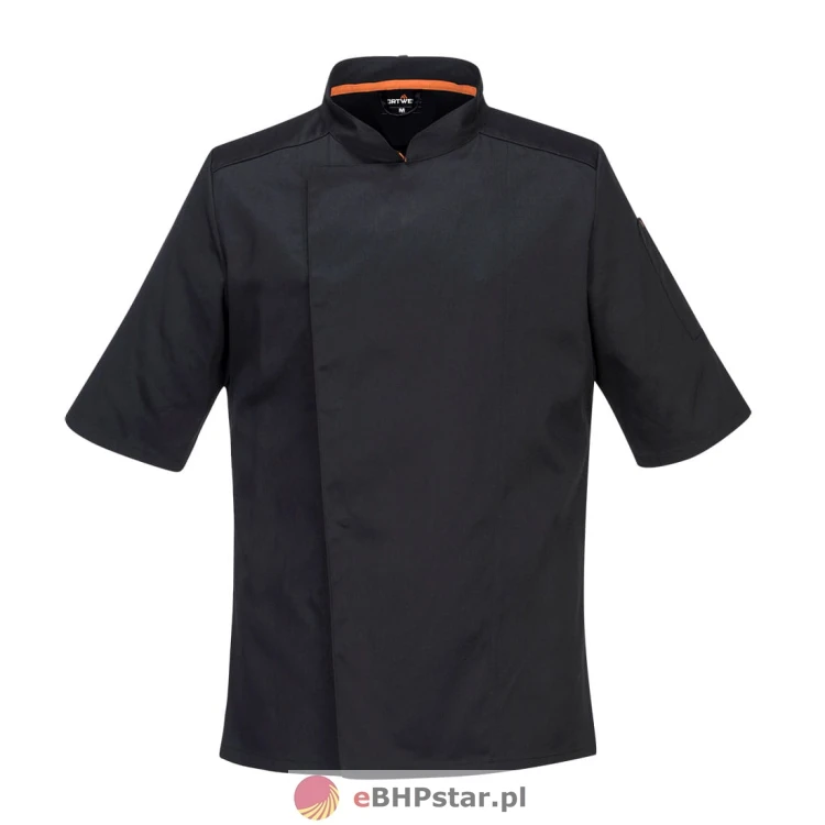 C746 Elastyczna bluza szefa kuchni Mesh Air Pro z krótkimi rękawami czarna .jpg