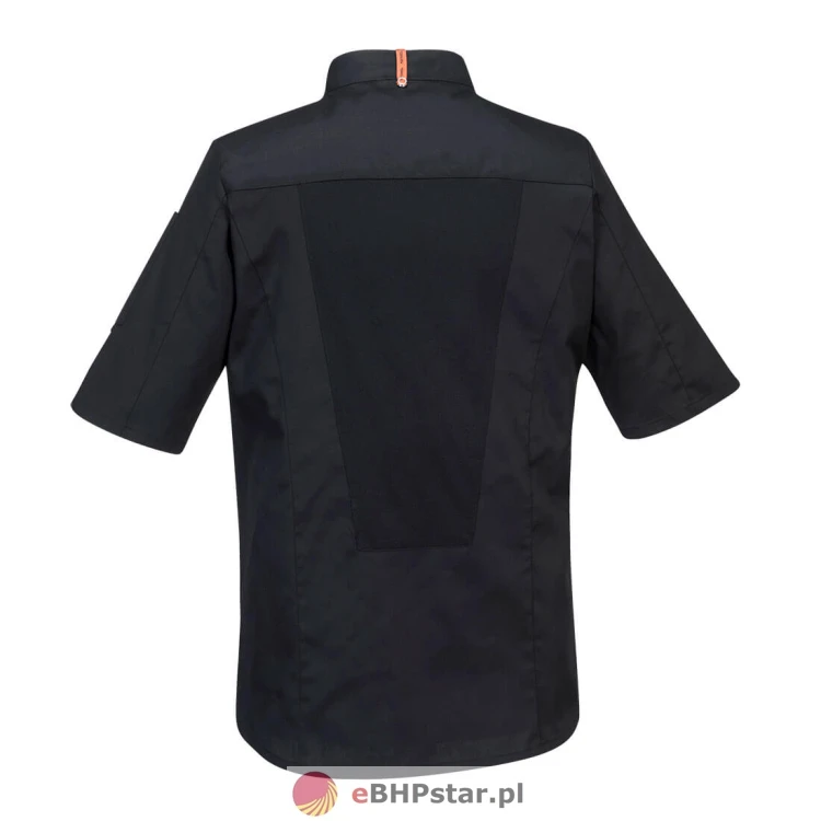 C746 Elastyczna bluza szefa kuchni Mesh Air Pro z krótkimi rękawami czarna 1.jpg