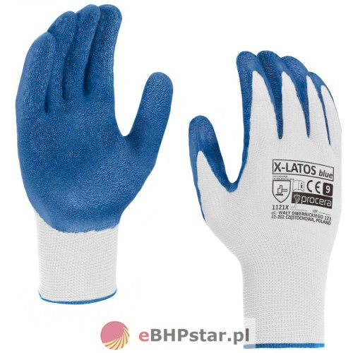 RĘKAWICE OCHRONNE POWLEKANE LATEKSEM X-LATOS BLUE