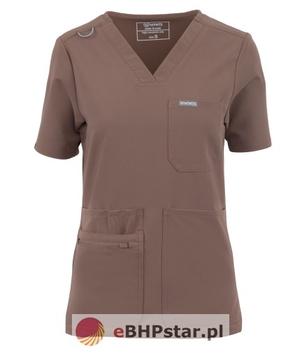 MYNTS V-Neck Pocket Genius – Scrub Top Women WMT001 Sahara Mokka1.jpg