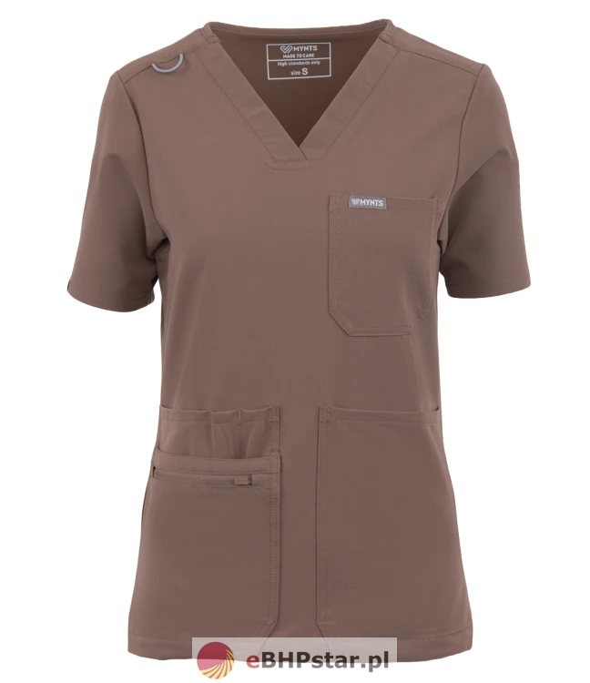 MYNTS V-Neck Pocket Genius – Scrub Top Women WMT001 Sahara Mokka1.jpg