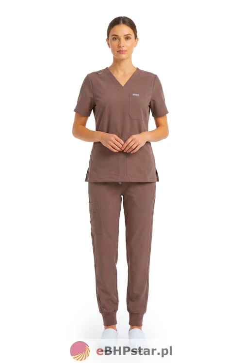 MYNTS V-Neck Pocket Genius – Scrub Top Women WMT001 Sahara Mokka2.jpg