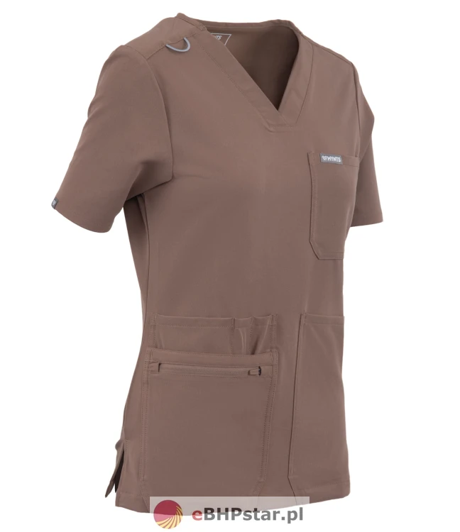 MYNTS V-Neck Pocket Genius – Scrub Top Women WMT001 Sahara Mokka3.jpg