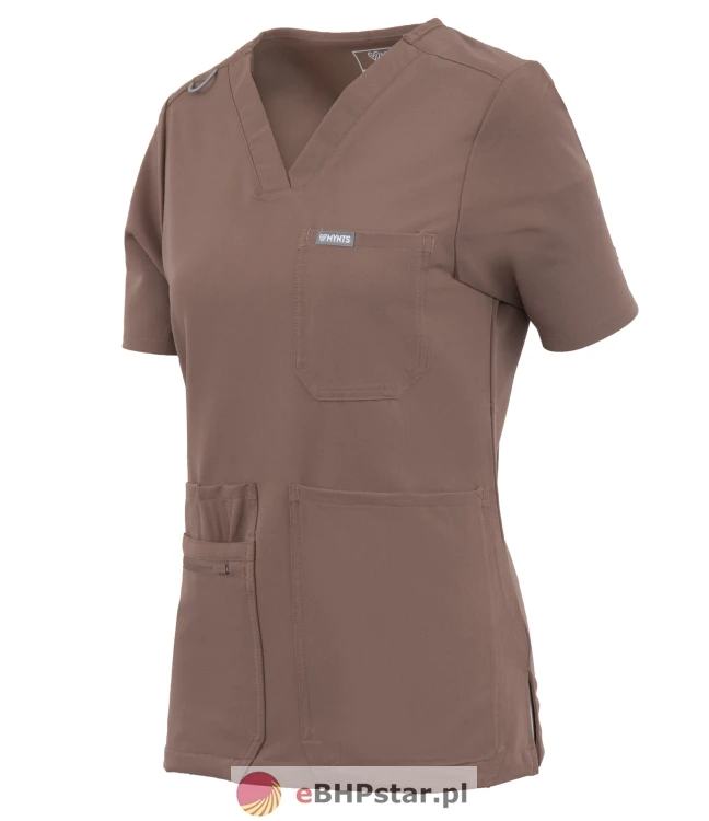 MYNTS V-Neck Pocket Genius – Scrub Top Women WMT001 Sahara Mokka4.jpg