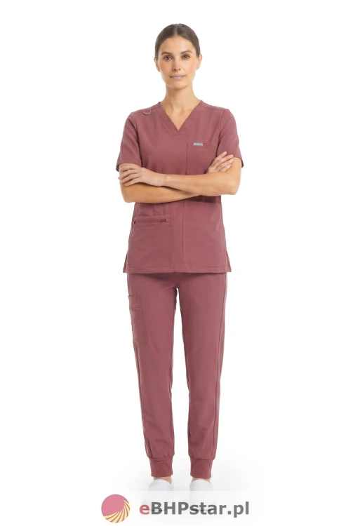 MYNTS V-Neck Pocket Genius – Scrub Top Women WMT001 Terra Rose2.jpg