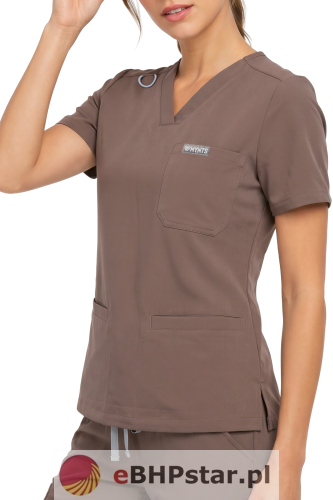 MYNTS V-Neck Two Pockets – Scrub Top Women WMT002 Sahara Mokka