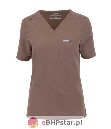 MYNTS V-Neck Two Pockets – Scrub Top Women WMT002 Sahara Mokka1.jpg