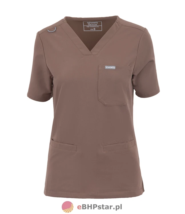 MYNTS V-Neck Two Pockets – Scrub Top Women WMT002 Sahara Mokka1.jpg