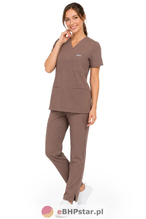 MYNTS V-Neck Two Pockets – Scrub Top Women WMT002 Sahara Mokka2.png