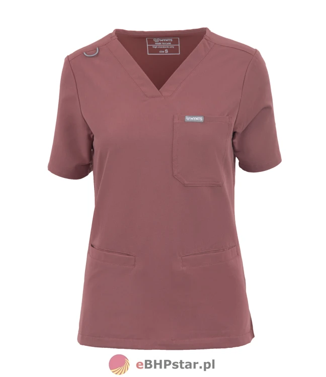 MYNTS V-Neck Two Pockets – Scrub Top Women WMT002 Terra Rose1.jpg
