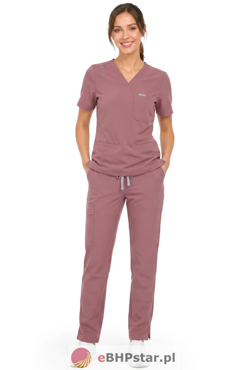 MYNTS V-Neck Two Pockets – Scrub Top Women WMT002 Terra Rose2.png
