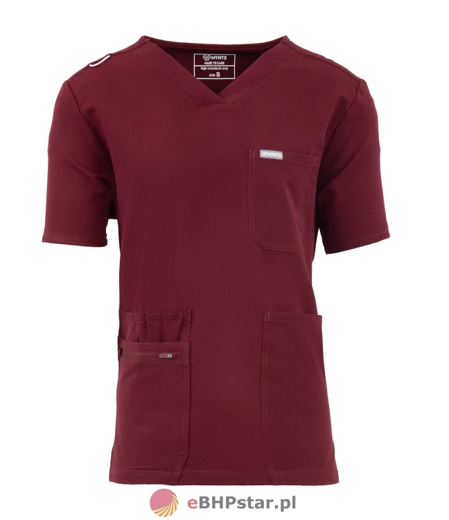 MYNTS V-Neck Pocket Genius - ScrubTop Men MMT003 Burgundy1.jpg