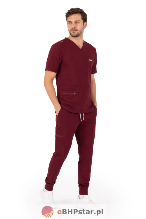 MYNTS V-Neck Pocket Genius - ScrubTop Men MMT003 Burgundy2.png