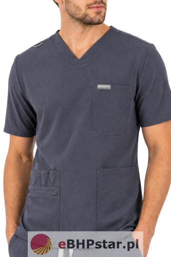 MYNTS V-Neck Pocket Genius - ScrubTop Men MMT003 MoonStone Grey
