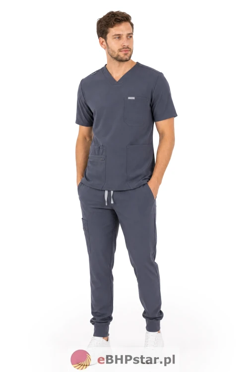 MYNTS V-Neck Pocket Genius - ScrubTop Men MMT003 MoonStone Grey2.png