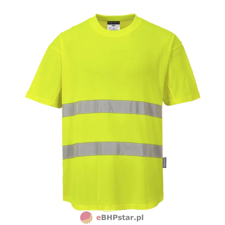 C394 Ostrzegawczy T-shirt z panelami z siatki .jpg